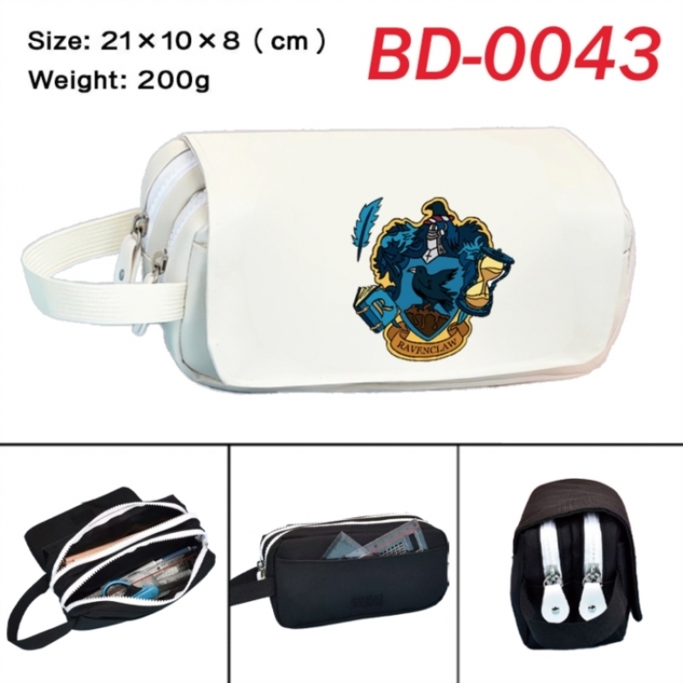 Harry Potter Anime peripheral handheld large capacity double-layer Oxford cloth pencil case 21X10X8cm