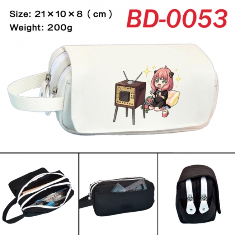 SPY×FAMILY Anime peripheral handheld large capacity double-layer Oxford cloth pencil case 21X10X8cm