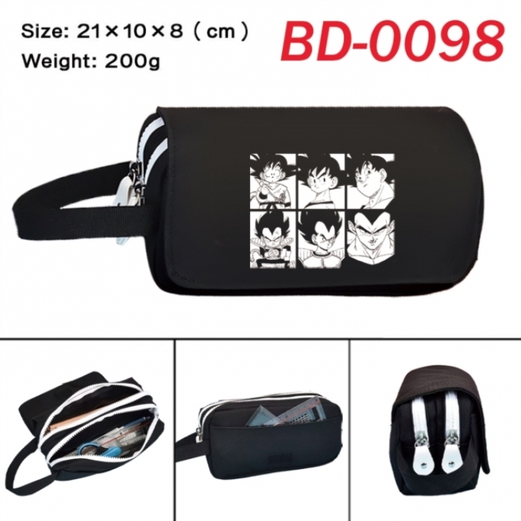 DRAGON BALL Anime peripheral handheld large capacity double-layer Oxford cloth pencil case 21X10X8cm