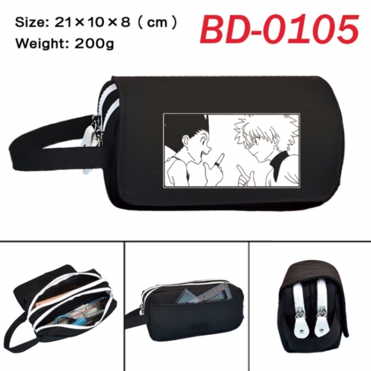 HunterXHunter Anime peripheral handheld large capacity double-layer Oxford cloth pencil case 21X10X8cm