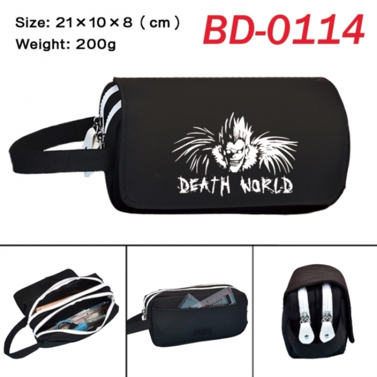 Death note Anime peripheral handheld large capacity double-layer Oxford cloth pencil case 21X10X8cm