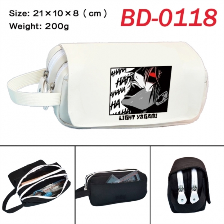 Death note Anime peripheral handheld large capacity double-layer Oxford cloth pencil case 21X10X8cm