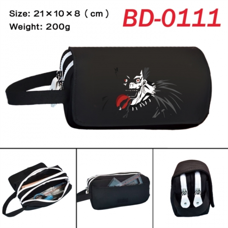 Death note Anime peripheral handheld large capacity double-layer Oxford cloth pencil case 21X10X8cm