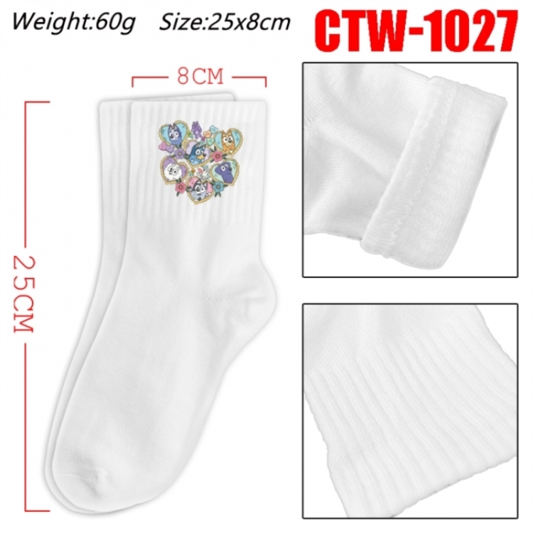 Bluey Anime Print Long Crew Cotton Socks 25x8cm