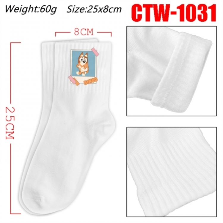 Bluey Anime Print Long Crew Cotton Socks 25x8cm