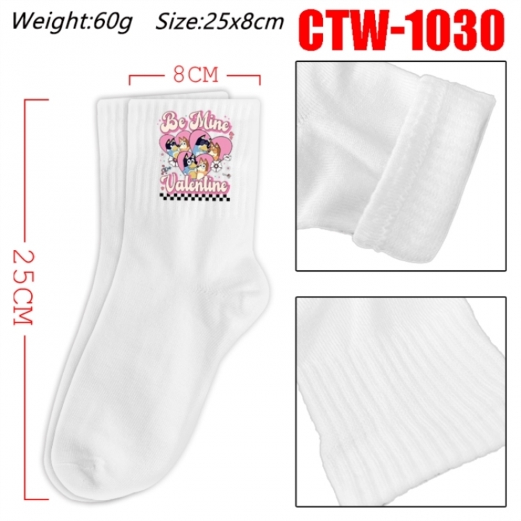 Bluey Anime Print Long Crew Cotton Socks 25x8cm