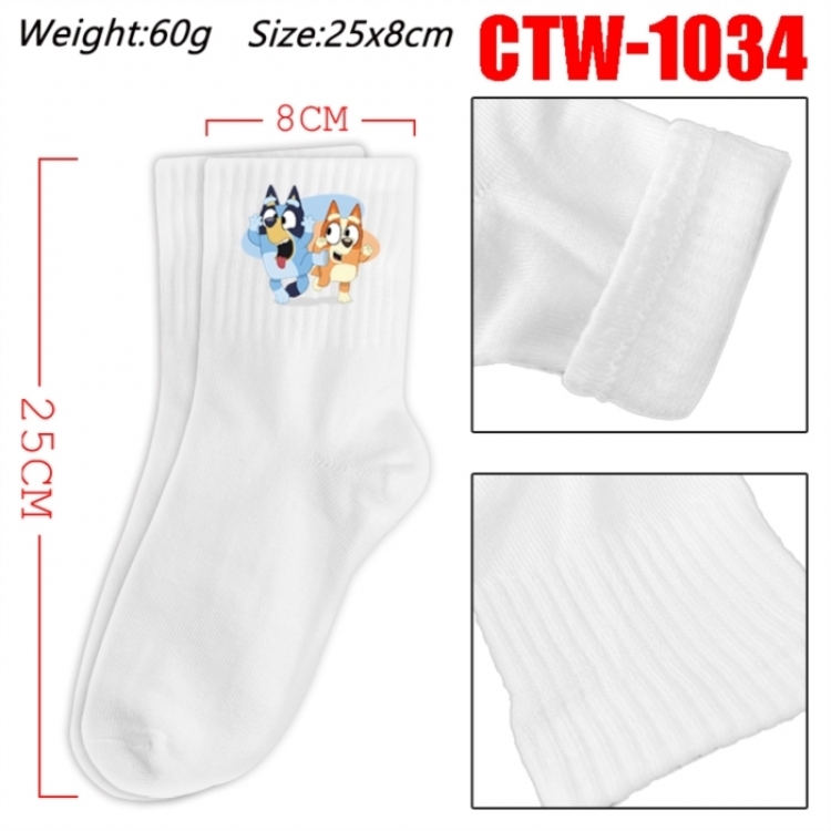 Bluey Anime Print Long Crew Cotton Socks 25x8cm