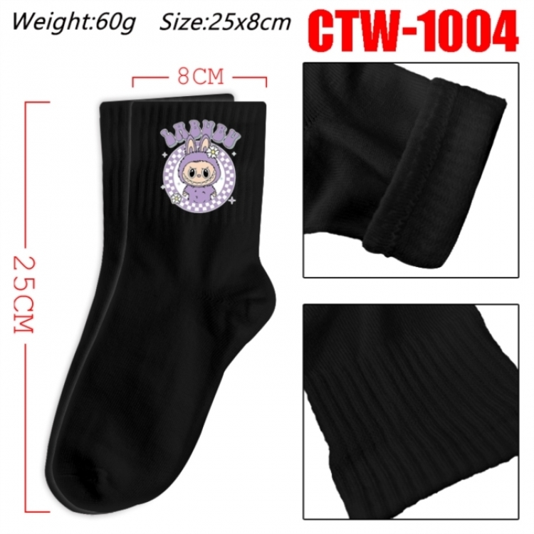 Labubu Anime Print Long Crew Cotton Socks 25x8cm