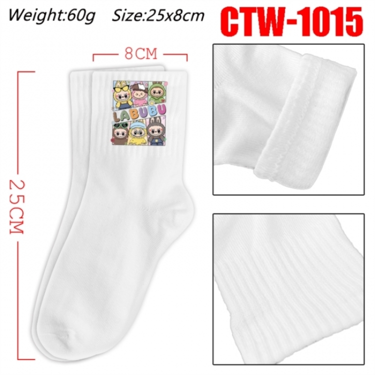 Labubu Anime Print Long Crew Cotton Socks 25x8cm