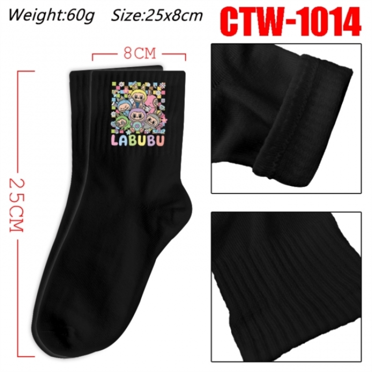 Labubu Anime Print Long Crew Cotton Socks 25x8cm