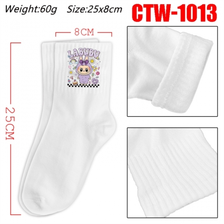Labubu Anime Print Long Crew Cotton Socks 25x8cm