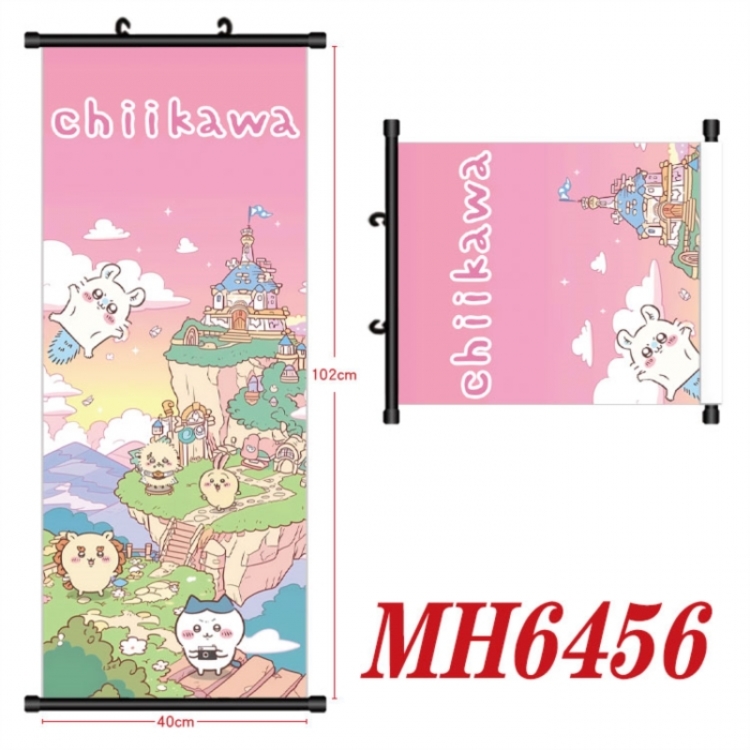 Chiikawa Anime black Plastic rod Cloth painting Wall Scroll 40X102CM 