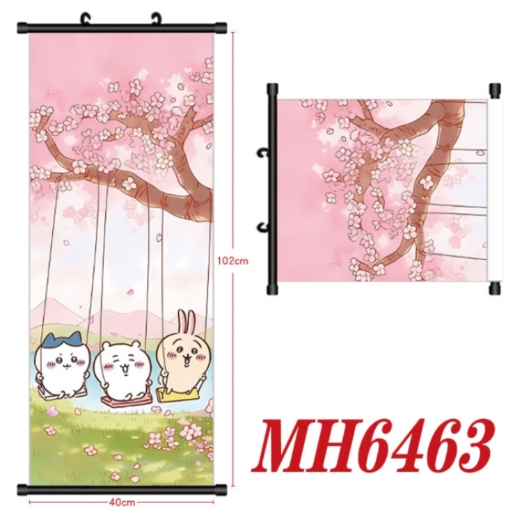 Chiikawa Anime black Plastic rod Cloth painting Wall Scroll 40X102CM 