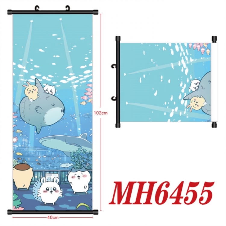 Chiikawa Anime black Plastic rod Cloth painting Wall Scroll 40X102CM 