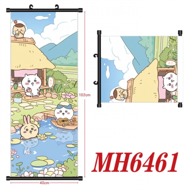 Chiikawa Anime black Plastic rod Cloth painting Wall Scroll 40X102CM 