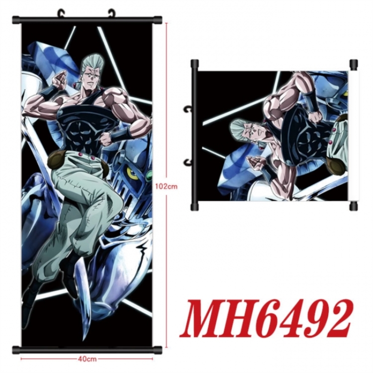 JoJos Bizarre Adventure Anime black Plastic rod Cloth painting Wall Scroll 40X102CM 