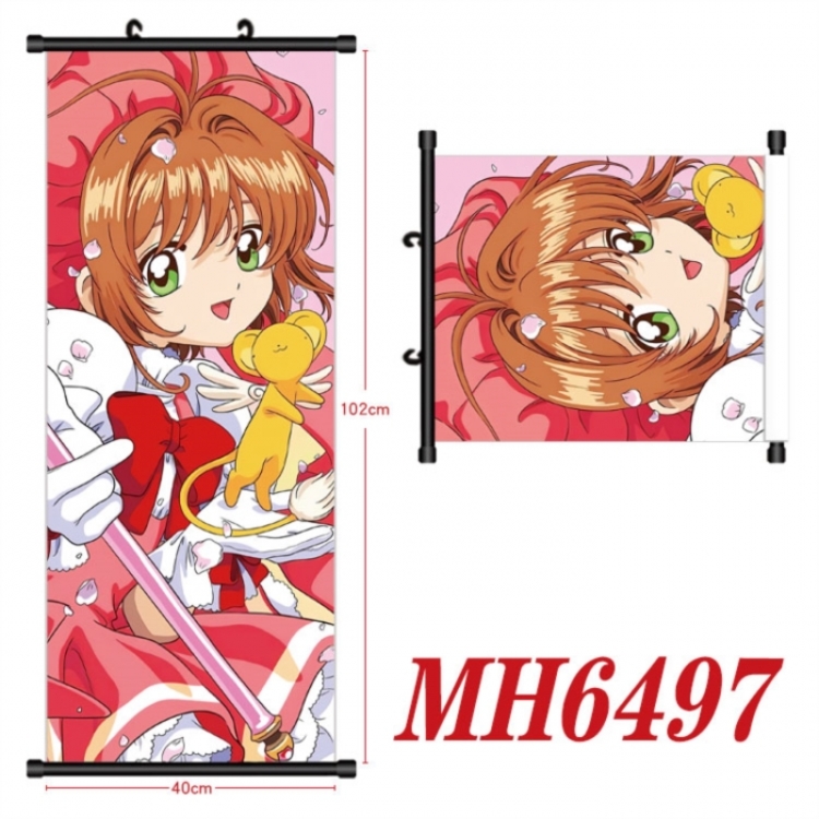 Card Captor Sakura Anime black Plastic rod Cloth painting Wall Scroll 40X102CM 