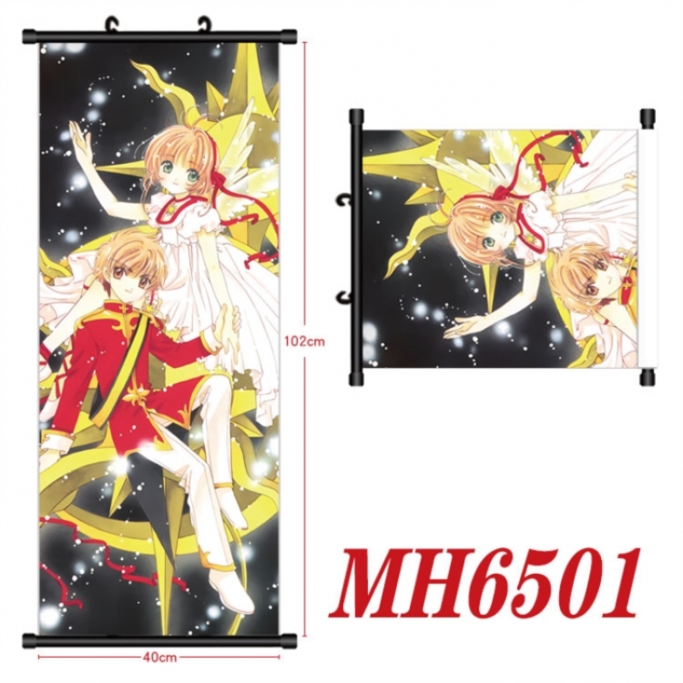 Card Captor Sakura Anime black Plastic rod Cloth painting Wall Scroll 40X102CM 