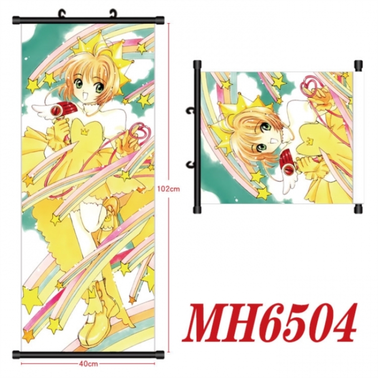 Card Captor Sakura Anime black Plastic rod Cloth painting Wall Scroll 40X102CM 