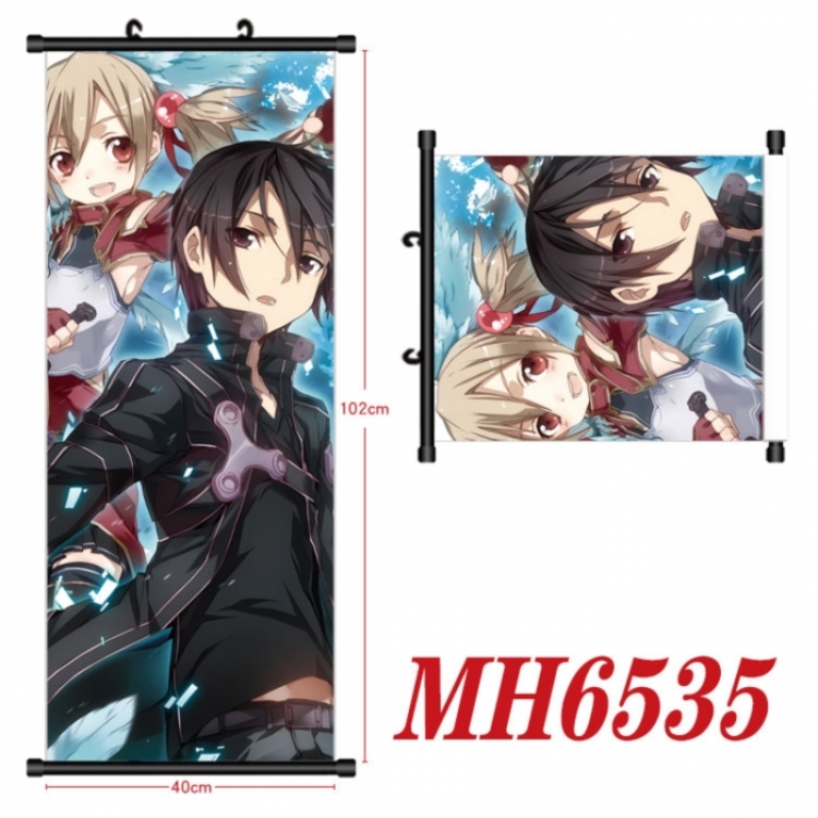 Sword Art Online Anime black Plastic rod Cloth painting Wall Scroll 40X102CM 