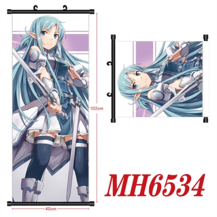 Sword Art Online Anime black Plastic rod Cloth painting Wall Scroll 40X102CM 