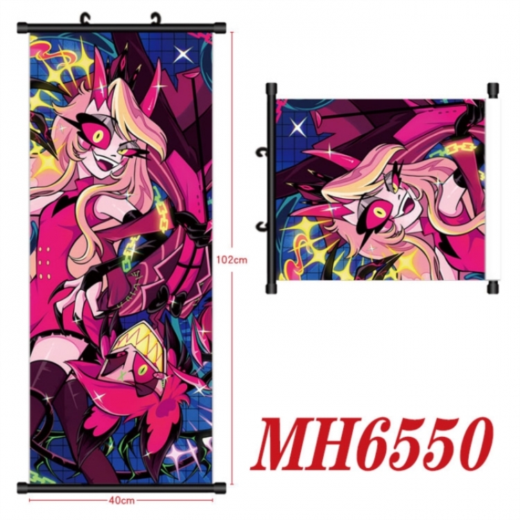 Hazbin Hotel  Anime black Plastic rod Cloth painting Wall Scroll 40X102CM 