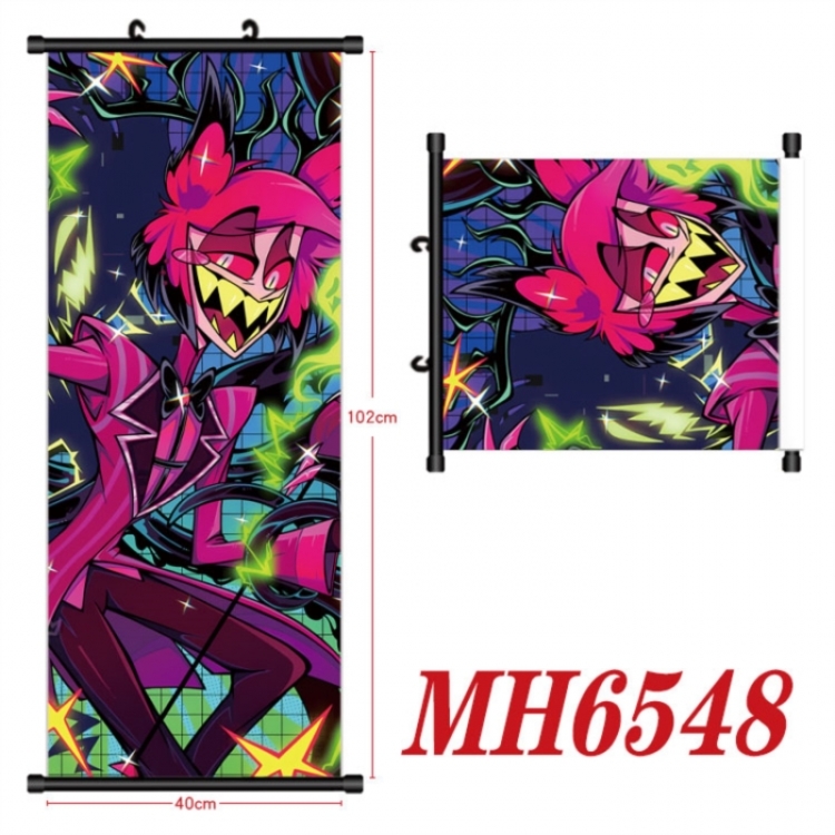 Hazbin Hotel  Anime black Plastic rod Cloth painting Wall Scroll 40X102CM 
