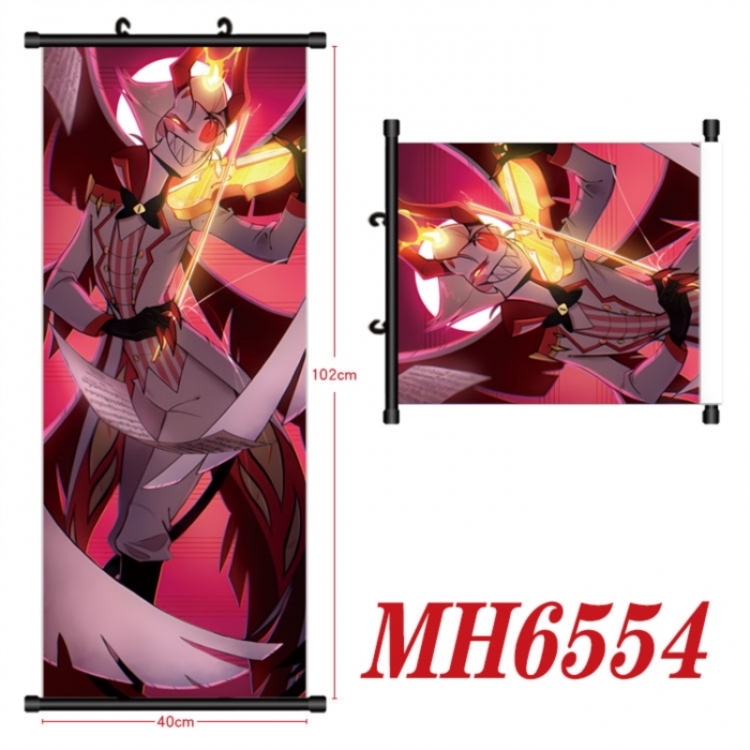 Hazbin Hotel  Anime black Plastic rod Cloth painting Wall Scroll 40X102CM 