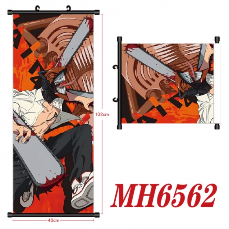 Chainsaw Man Anime black Plastic rod Cloth painting Wall Scroll 40X102CM 