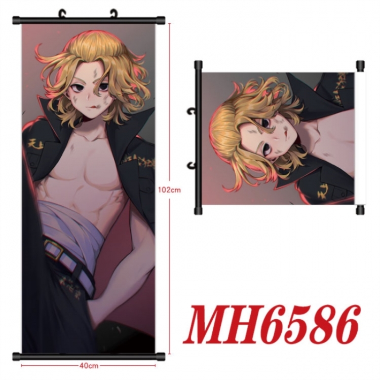 Tokyo Revengers Anime black Plastic rod Cloth painting Wall Scroll 40X102CM 