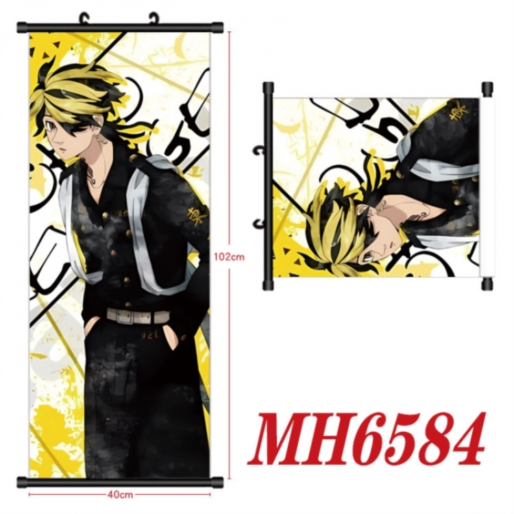 Tokyo Revengers Anime black Plastic rod Cloth painting Wall Scroll 40X102CM 