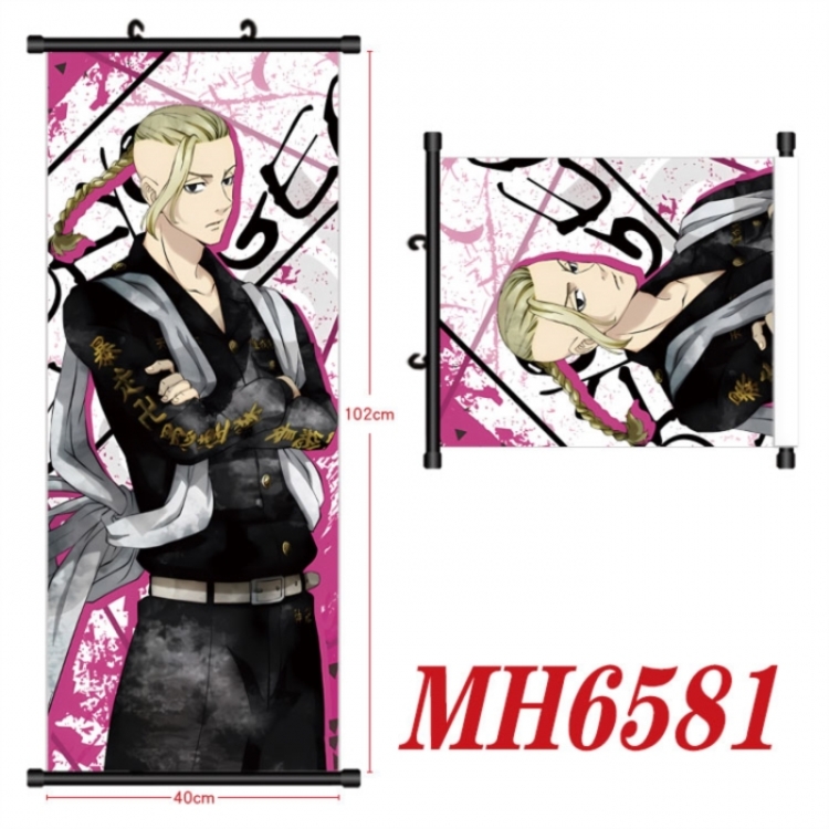 Tokyo Revengers Anime black Plastic rod Cloth painting Wall Scroll 40X102CM 