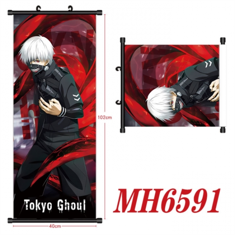 Tokyo Ghoul Anime black Plastic rod Cloth painting Wall Scroll 40X102CM 