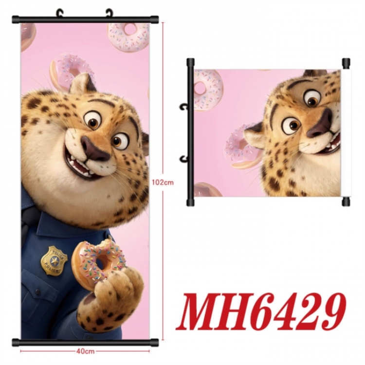 Zootopia Anime black Plastic rod Cloth painting Wall Scroll 40X102CM 