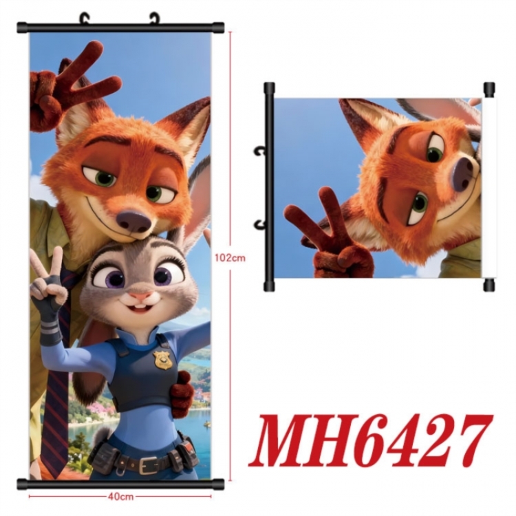 Zootopia Anime black Plastic rod Cloth painting Wall Scroll 40X102CM 