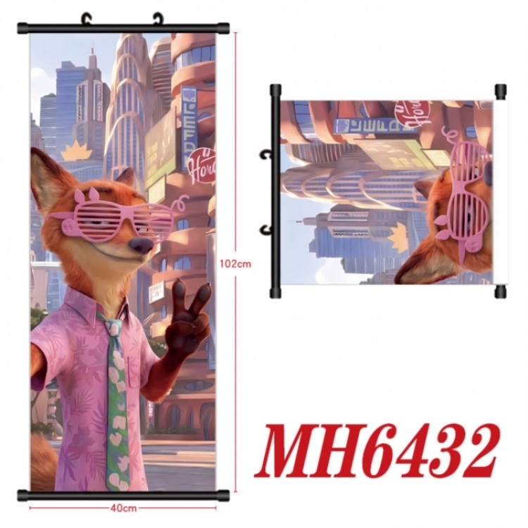 Zootopia Anime black Plastic rod Cloth painting Wall Scroll 40X102CM 