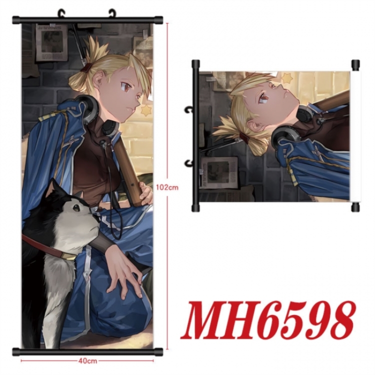 Fullmetal Alchemist Anime black Plastic rod Cloth painting Wall Scroll 40X102CM