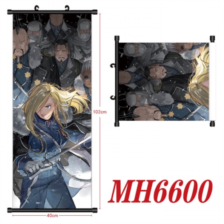 Fullmetal Alchemist Anime black Plastic rod Cloth painting Wall Scroll 40X102CM