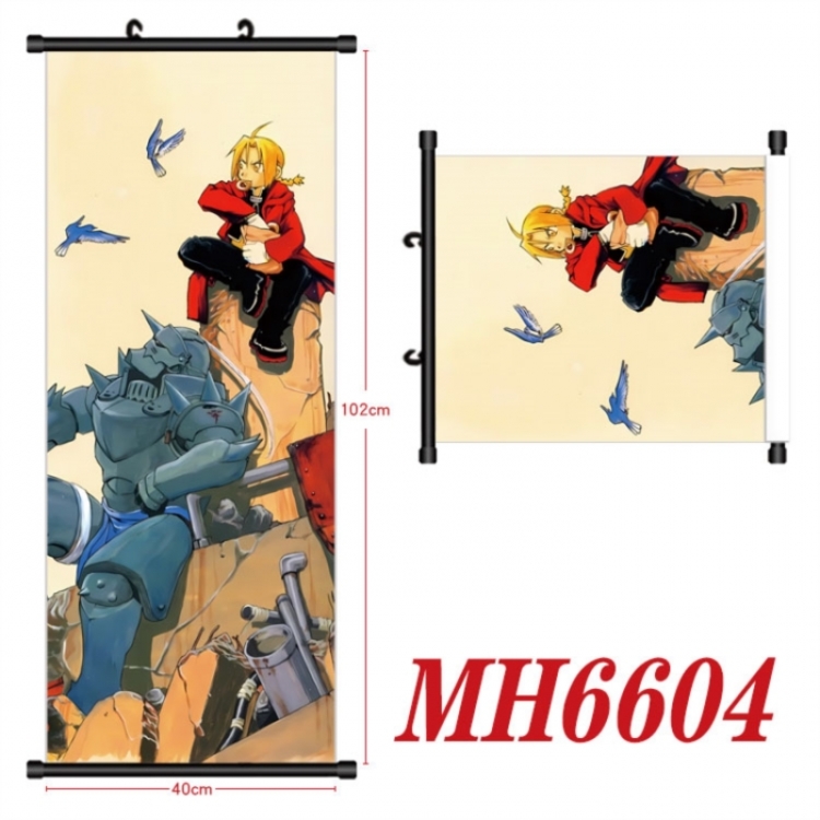 Fullmetal Alchemist Anime black Plastic rod Cloth painting Wall Scroll 40X102CM
