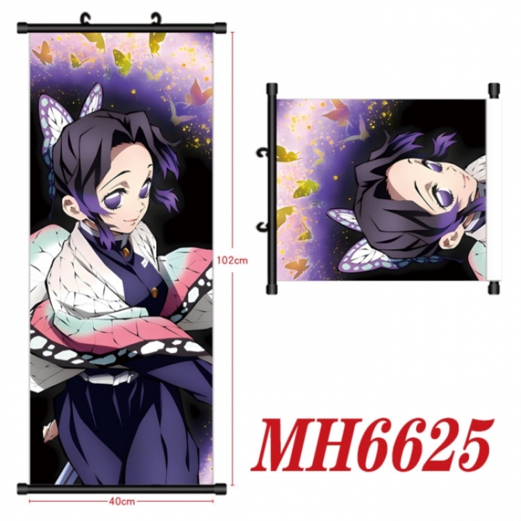 Demon Slayer Kimets Anime black Plastic rod Cloth painting Wall Scroll 40X102CM