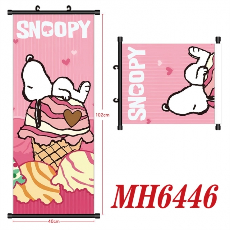 snoopy Anime black Plastic rod Cloth painting Wall Scroll 40X102CM