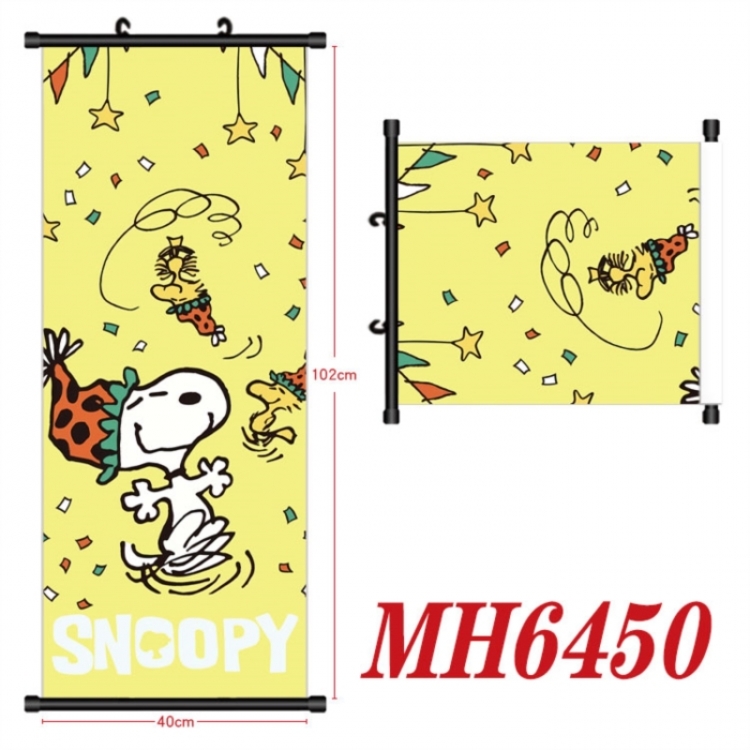 snoopy Anime black Plastic rod Cloth painting Wall Scroll 40X102CM