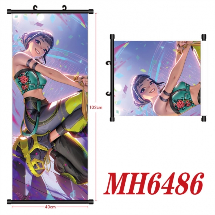 K-Pop Demon Hunters Anime black Plastic rod Cloth painting Wall Scroll 40X102CM