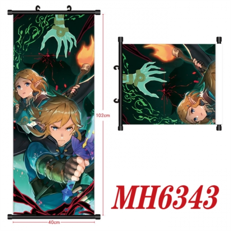 The Legend of Zelda Anime black Plastic rod Cloth painting Wall Scroll 40X102CM