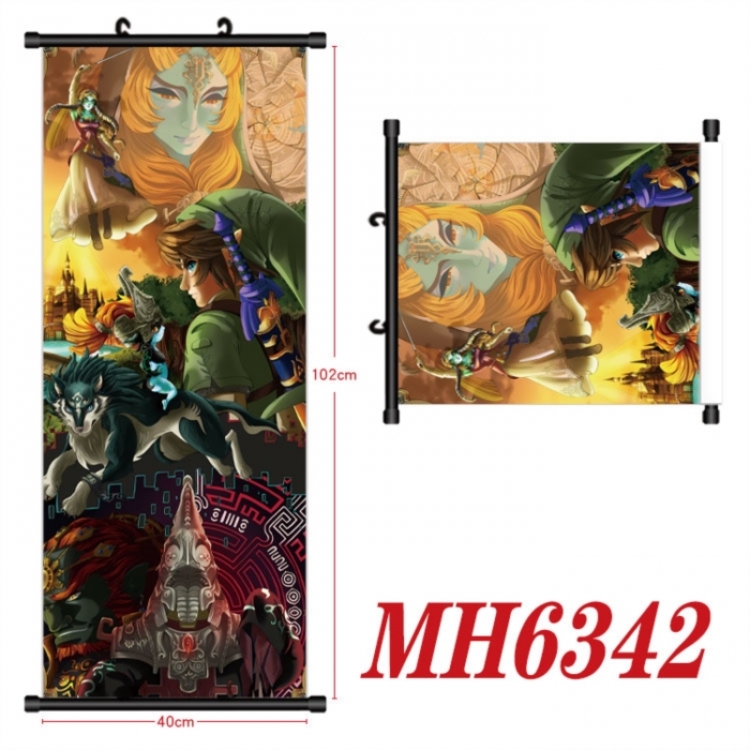 The Legend of Zelda Anime black Plastic rod Cloth painting Wall Scroll 40X102CM