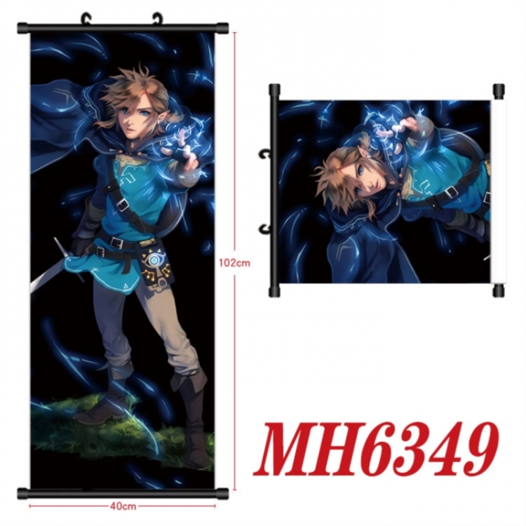 The Legend of Zelda Anime black Plastic rod Cloth painting Wall Scroll 40X102CM