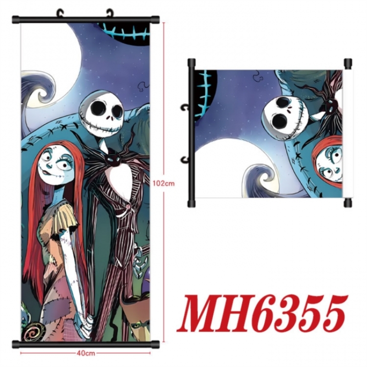 The Nightmare Before Christmas Anime black Plastic rod Cloth painting Wall Scroll 40X102CM
