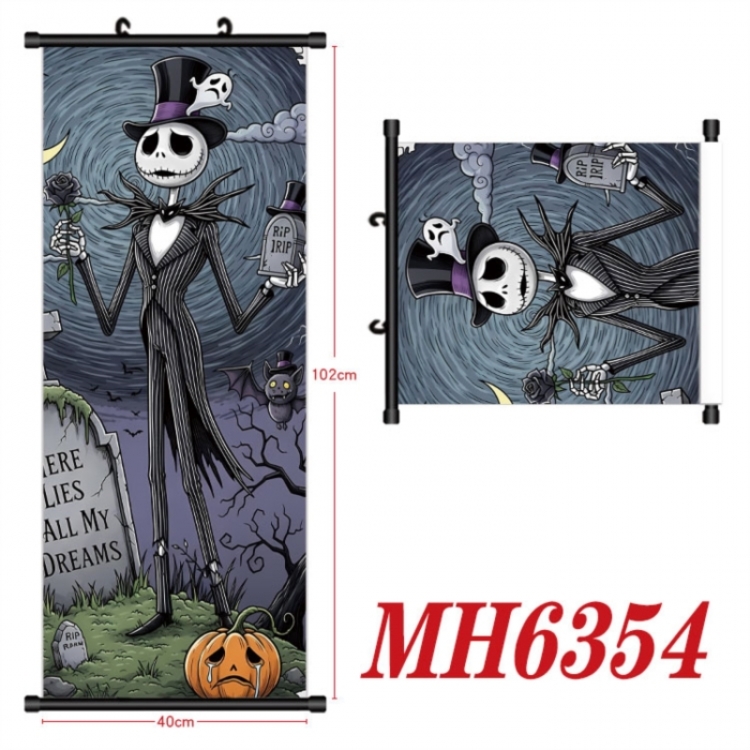 The Nightmare Before Christmas Anime black Plastic rod Cloth painting Wall Scroll 40X102CM