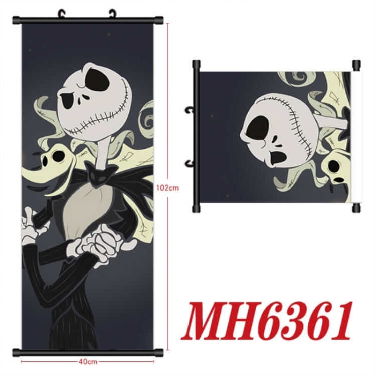 The Nightmare Before Christmas Anime black Plastic rod Cloth painting Wall Scroll 40X102CM