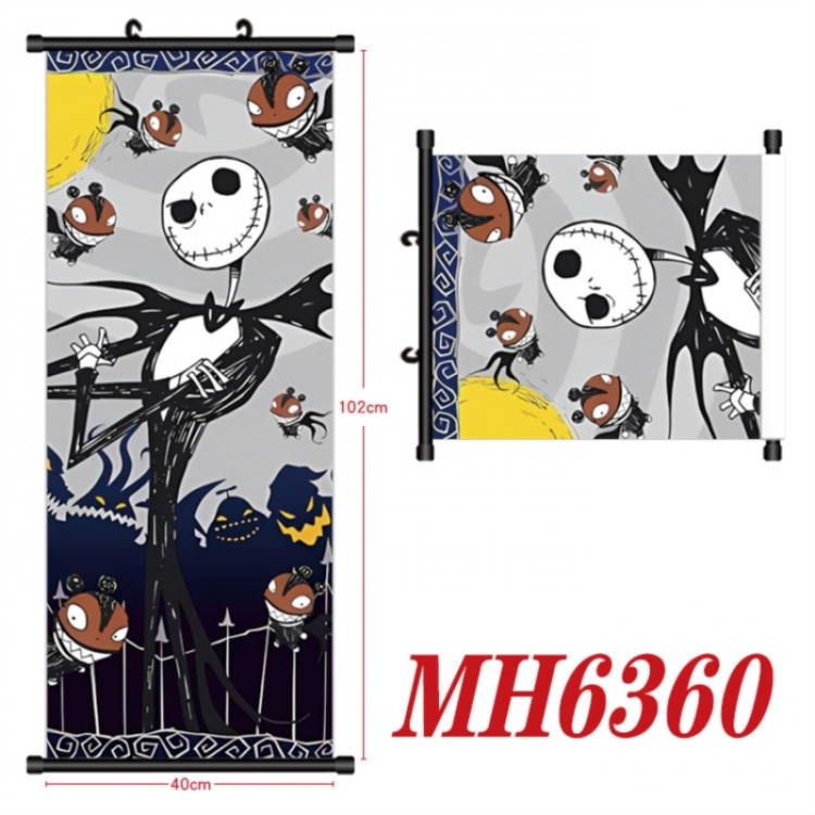 The Nightmare Before Christmas Anime black Plastic rod Cloth painting Wall Scroll 40X102CM